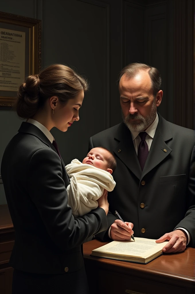 After birth, the baby is registered at the civil registry office and receives only the father's surname.