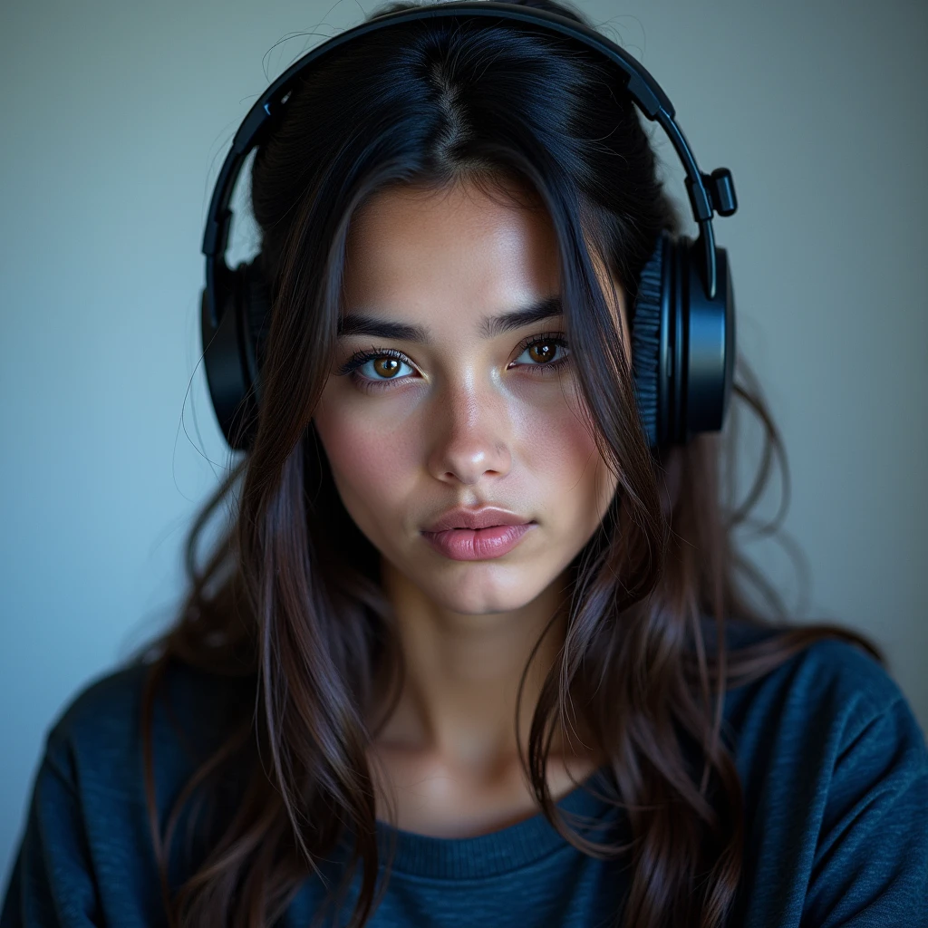 High-quality photograph of a gamer girl. Portrait avatar.