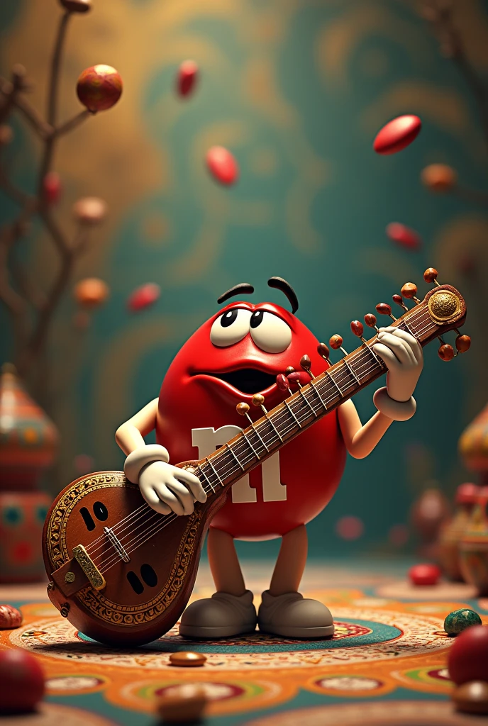 m&m playing sitar
