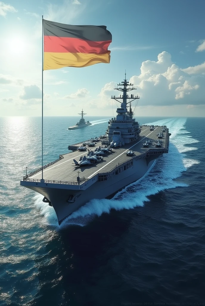 German aircraft carrier and submarine with flag