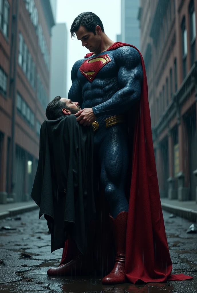 Superman grieving for Batman's death 
