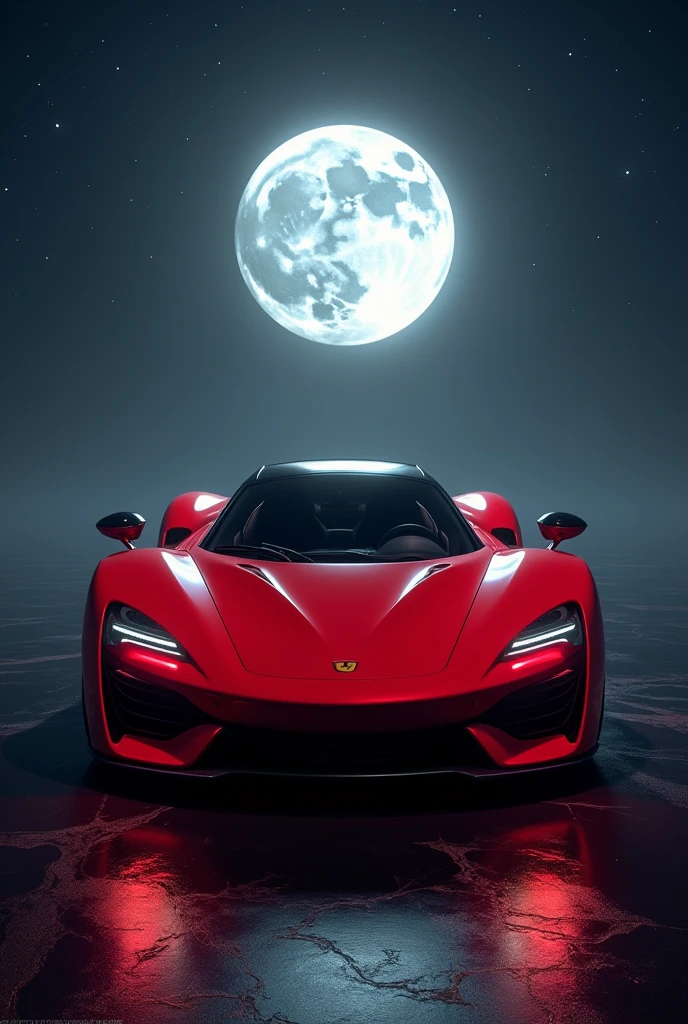 A red car in moon
