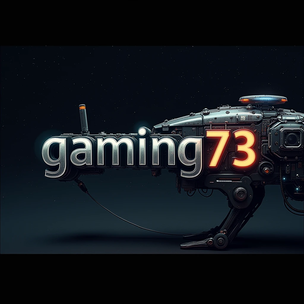 Gaming gears space 
Metal-style text: Gaming73