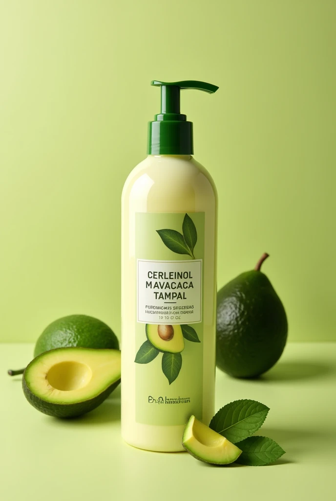 Avocado shampoo or hair product called palhealth in Spanish, 
(HORIZONTAL IMAGE)