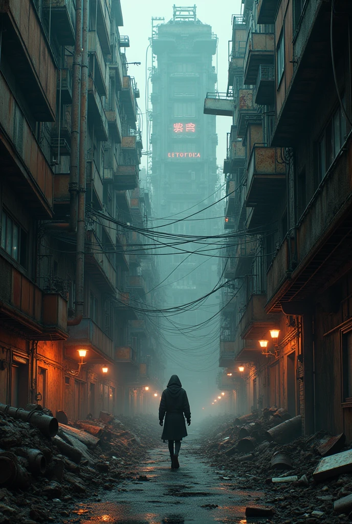 Japanese style cyberpunk、Rusty city、Cool atmosphere、