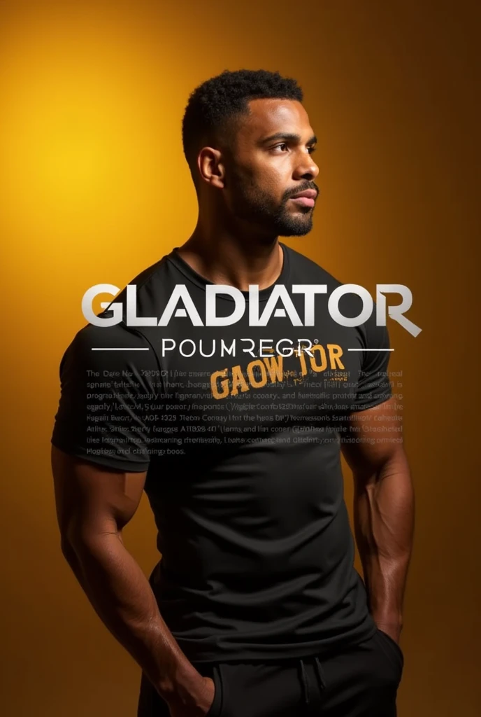 I need a gold-colored image with white letters that has the following information :
"
HELLO WELCOME@ AL TEAM, I am Juan Parra, professional in sport, Personal trainer and creator of the personalized training brand GLADIATOR ATHLETIC.
GLADIATOR ATHLETIC is a training program focused on the principle of individualization and objectives of each person.. With the program you will learn our training methodology and how to lead a healthy life without restrictions to take your body to the next level BENEFITS :
-100% face-to-face training% guided - live training only anywhere in the world - asynchronous training only with a nutritional guide and training videos - nutritional guide based on your goals and tastes - discount on sports supplements"