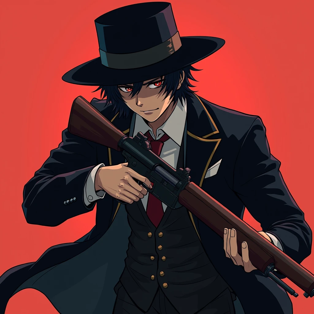 anime assassin male with a gun