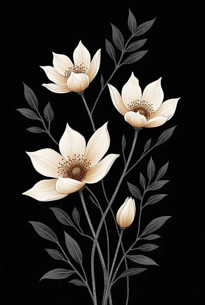 Create an image of hand written flower on black background