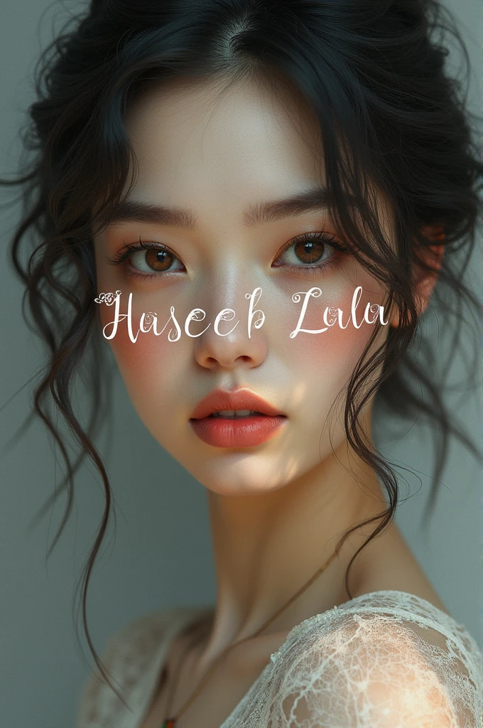 Make a picture of girl on which face Haseeb Zada is written