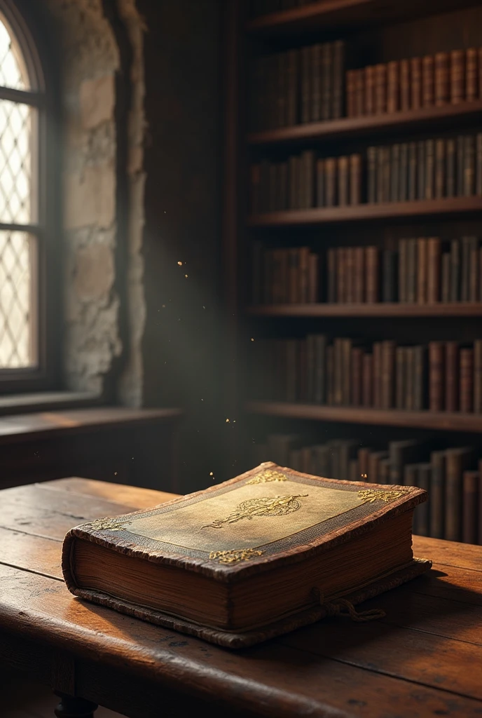 Image of an old Bible in an old library