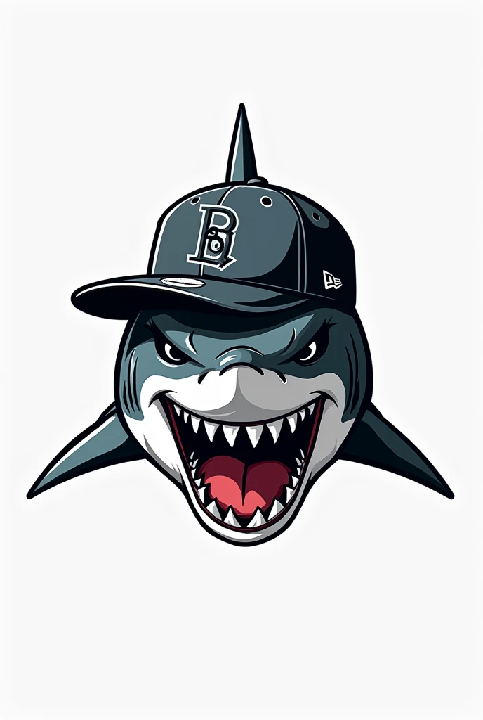 Create a shark logo with a new era cap that follows Sharkaps