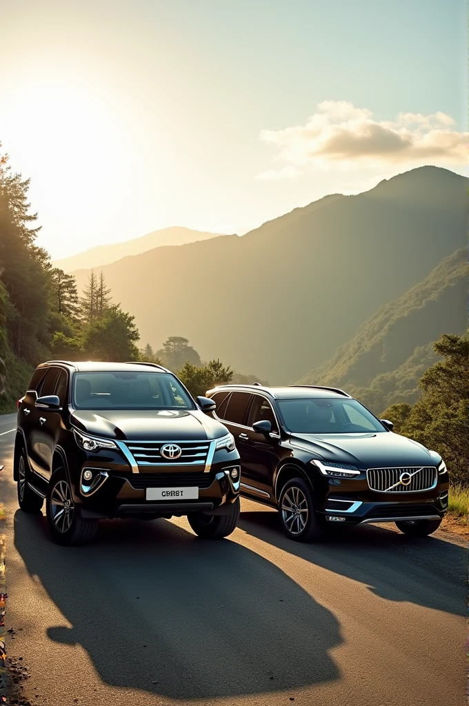 Make group photo of fortuner and volvo xc 60