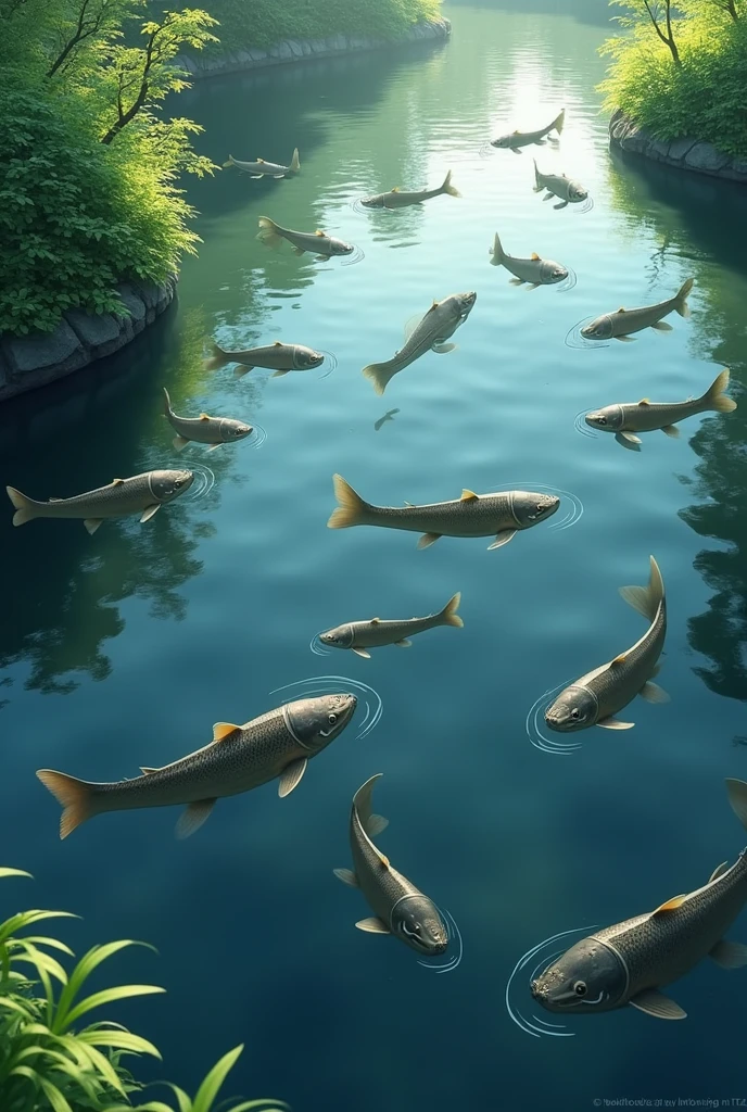 Many Catfish fish on the pond waiting for the food