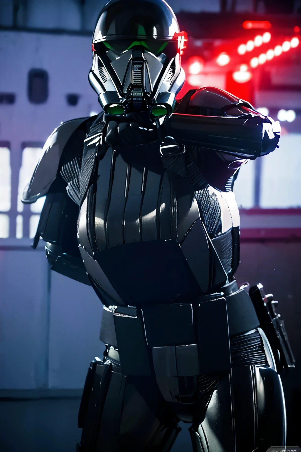 girl, star wars Deathtrooper, big thighs sexy teen, with helmet, doing sexy pose