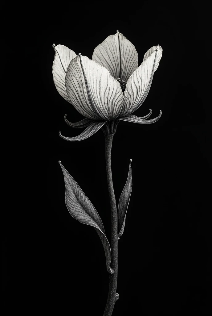 Create an image of flower on black background which looks hand written 100℅