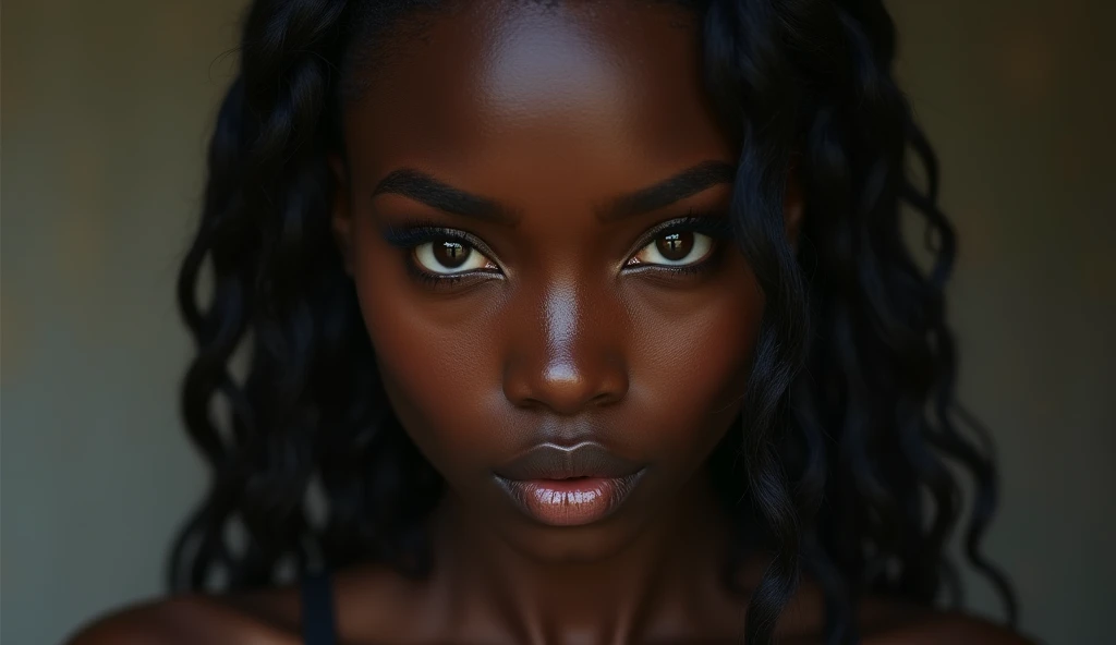 An beautiful black woman man from Africa is wondering and scared about the future 