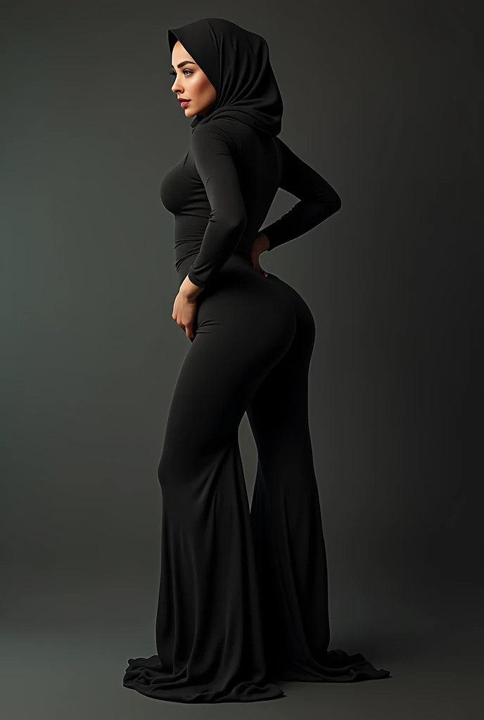 Sexy hijabi, tight, flares,booty,bending over
