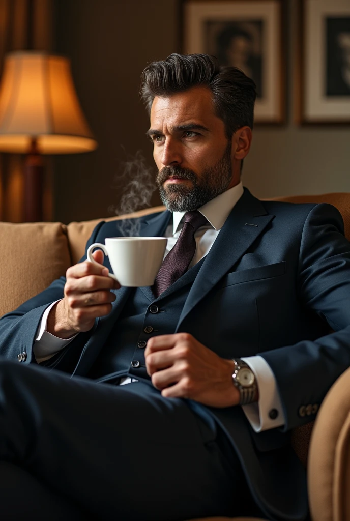 3×9 size
Vicenzo casano
Wear full suit and set on the sofa and have cap of tea