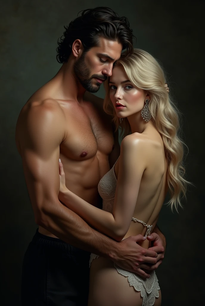 couple photo, dark man and blonde woman