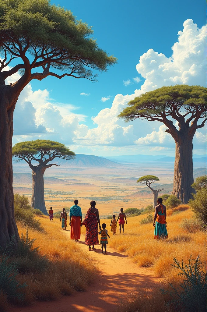 L'image d'un beau paysage africain avec des gens 
