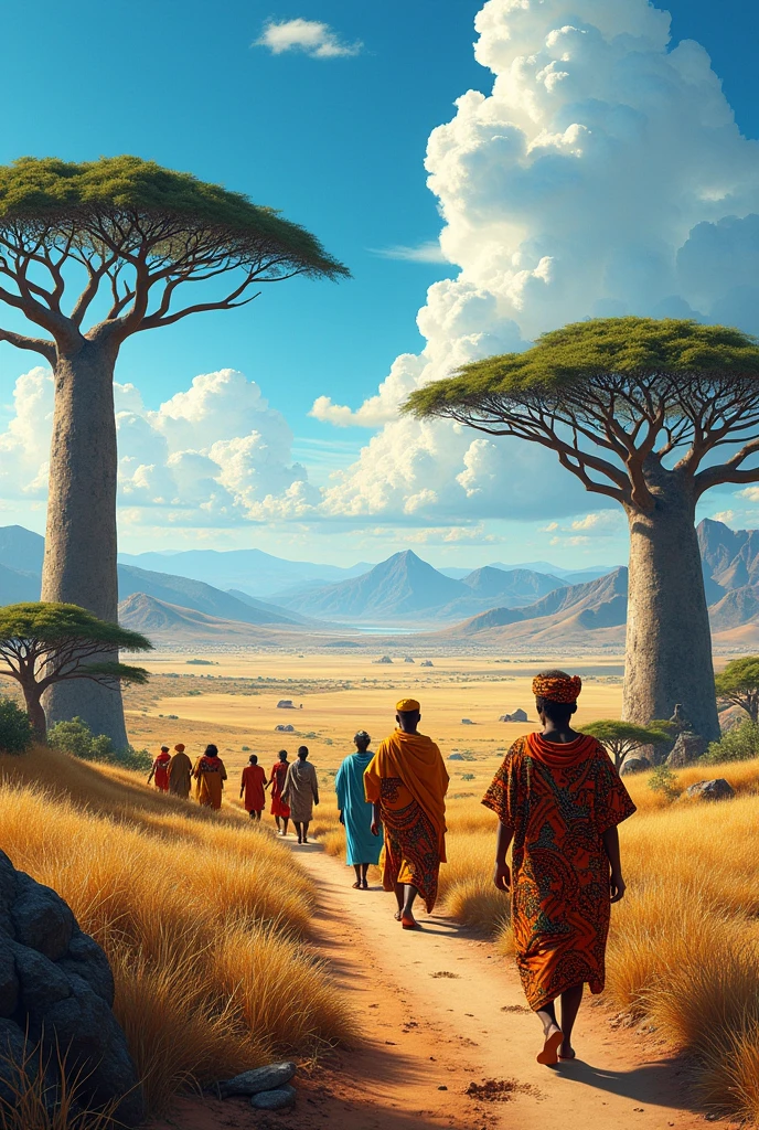 L'image d'un beau paysage africain avec des gens 