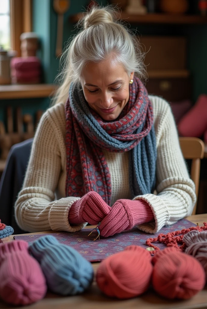 Knitting up scarves and mittens so neat,
Warm and cozy for everyone’s feet.
