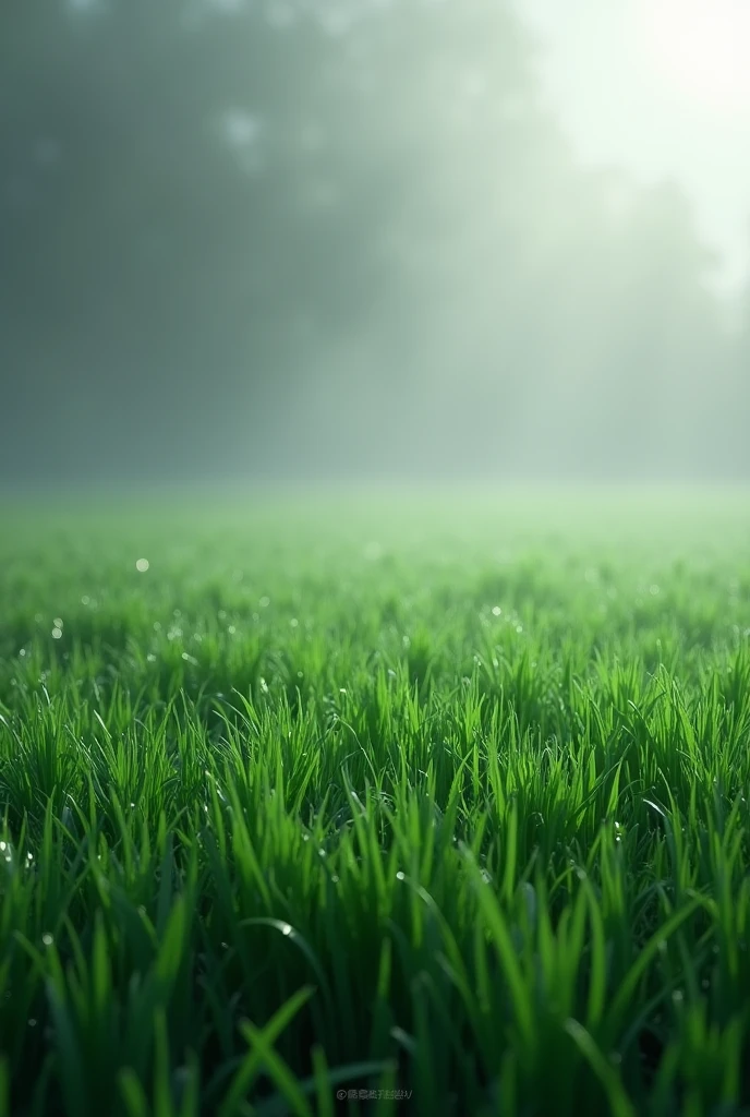 Saturated green grass with grey background