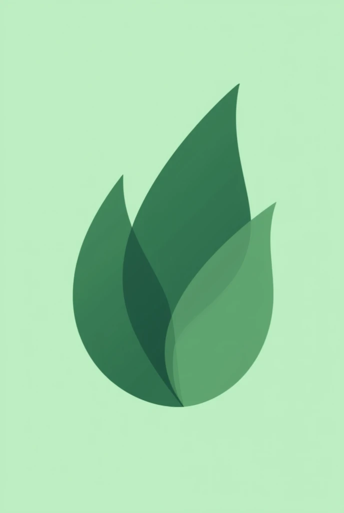 a dark green plant logo with a light green background