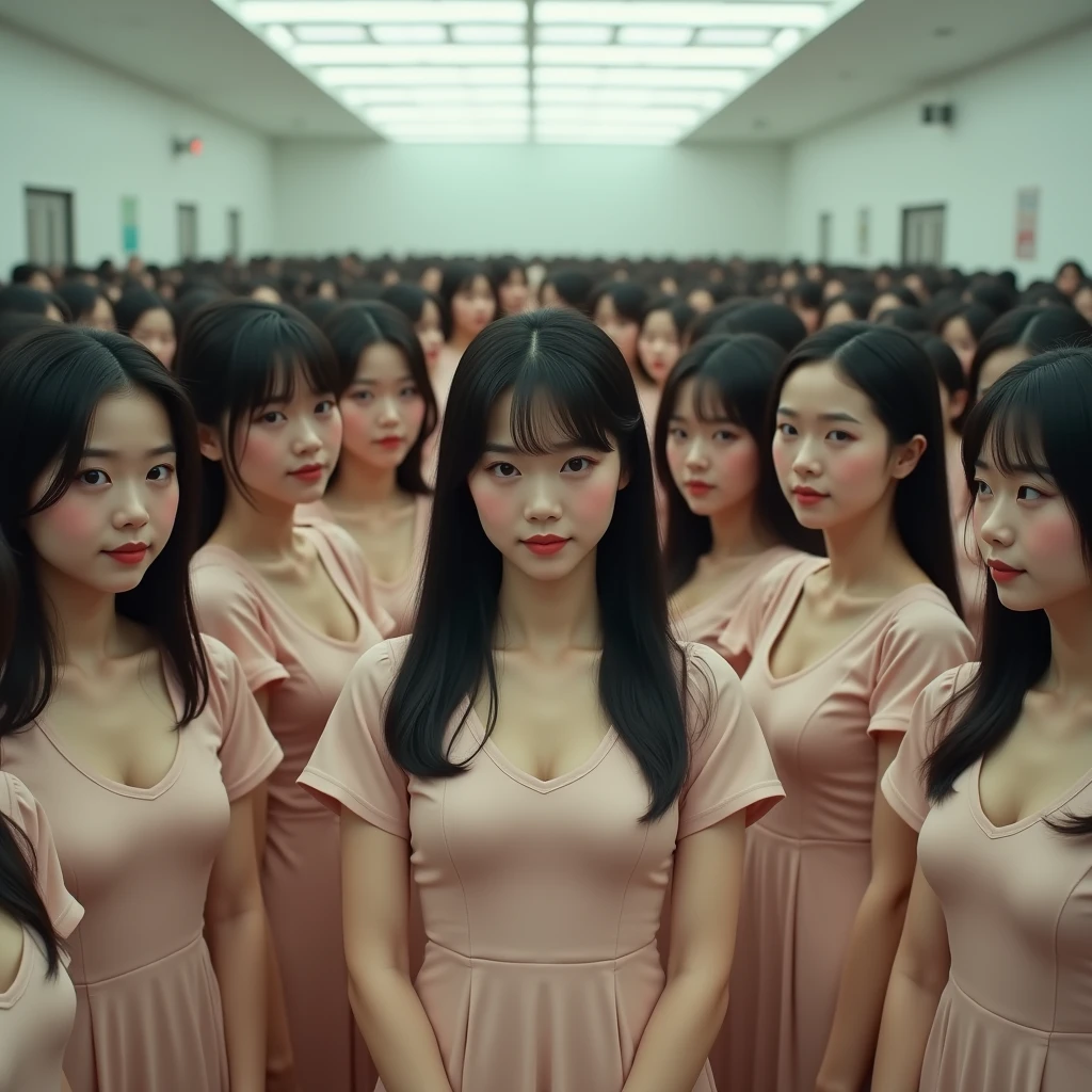 (((((Japanese Clone girls=Myself)))))), (((Best Super High quality Myself Clone girls Raw Photography Art))), (16K, Highest quality, Ultra-high resolution, RAW Photos), (((It's so unrealistic., With unparalleled depiction, With an unfathomable sight, An unprecedented and shocking worldview, Clone girls in a world of mass reproduction, Ultra-realistic))), (((Japanese, woman, 20yo, Saito-Asuka))), (Small face, ((Thick black hair, Semi-long hair))), ((V-neck short-sleeve dress)), (((((Very detailed美しい女体, Accurate body structure, Very detailed完璧な, Super busty body with very large breasts, Clearly emphasizes cleavage))))), (((Dark Eyes, Mature face, Cute Smile, A gentle gaze))), (((Her happy and smiling expression is so cute))), ((((((((Very detailed分身増殖描写, ((1girl→Myself cloning→1,000,000,000,000,000,000,000,000,000,000,000,000,000,000,000,000,000,000,000,000Myself Clone girls)))))))))), ((((((((Very detailed, The precise depiction of the proliferation of Myself Clone girls, ((With the perfectly identical bodies of Myself clone girls, With the exact same face as the Myself clone girls, With the exact same hairstyle as the Myself clone girls, In the exact same clothes as the girls who are my clones, Perfectly the same height as the Myself clone girls, Super big breasts, just like the Myself clone girls)))))))))), (((Myself clone girls only))), (((Very detailed depiction, (A group of Myself clone girls hugging each other, A large gathering of Myself clone girls, Fun conversations among crowds of Myself clone girls, A fun conversation among a crowd of Myself clone girls, Flirting with a crowd of Myself clone girls, Multiple Myself clone girls walking together in a crowd, turn around, The approaching crowd of Myself)))), (((Everyone looks at the camera))), (((Unbelievably crowded, Transcendent Myself clone girls intimately, A crowd of Myself clone girls surrounds you in 360 degrees))), (Bright, soft sunlight), (((Very wide field of view, Very detailed, Detailed ultra-perspective depiction with clear depth, super wide view))), (((((Where multiple Myselves meet is where we come into contact))))), (((Very photographic and detailed depiction, Myself clone girls will multiply infinitely and fill the surroundings from one side to the horizon with their bodies tightly packed together without any gaps., A scene of endless Myself clone girls, giving a happy vibe.))), (Focus on the average value of the image)
