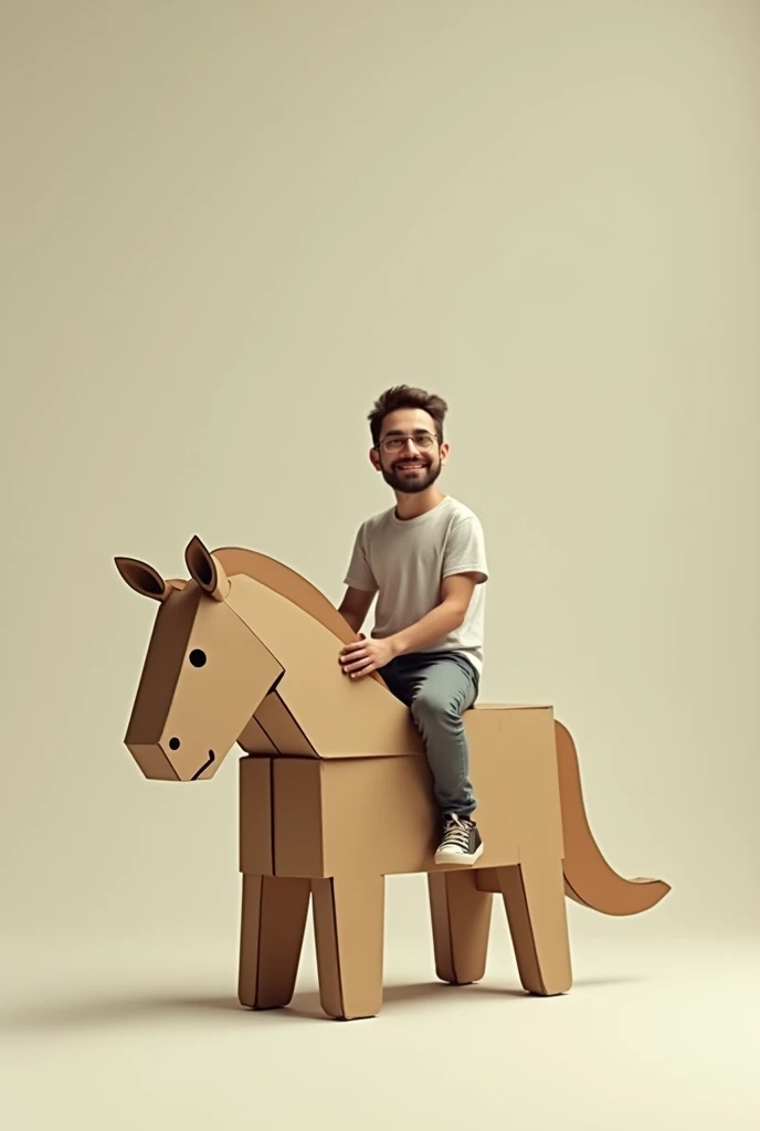 Remove the person from that same image and only leave the guy on the cardboard horse.