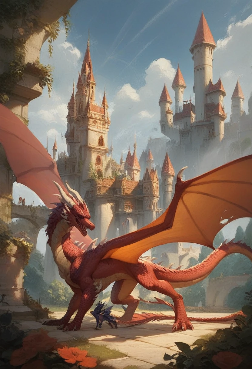 A large dragon with many spikes and sparkling scales all over its body flew up to the highest tower of the castle.. Soon, Behind the Walls, noise was heard from the flapping of its huge wings and gusts of heat. "That evil dragon again", - thought the princess and pulled the hem of her dress.. "Only his fucking was no longer there. sucks", - she said gritting her teeth and resolutely went out onto the small balcony of her tower.