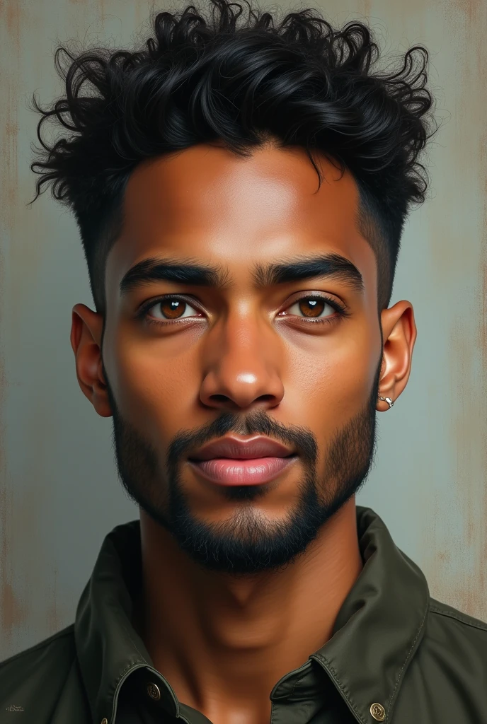 Portrait of a mixed-race man with hazel eyes