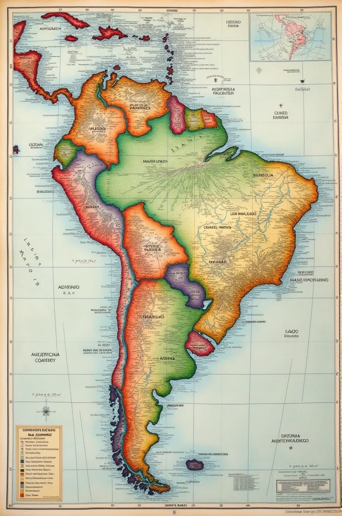 several small maps of latin america make a background