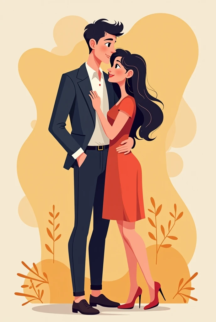 Vector art of couple. The guy is taller and the girl is a little chubby