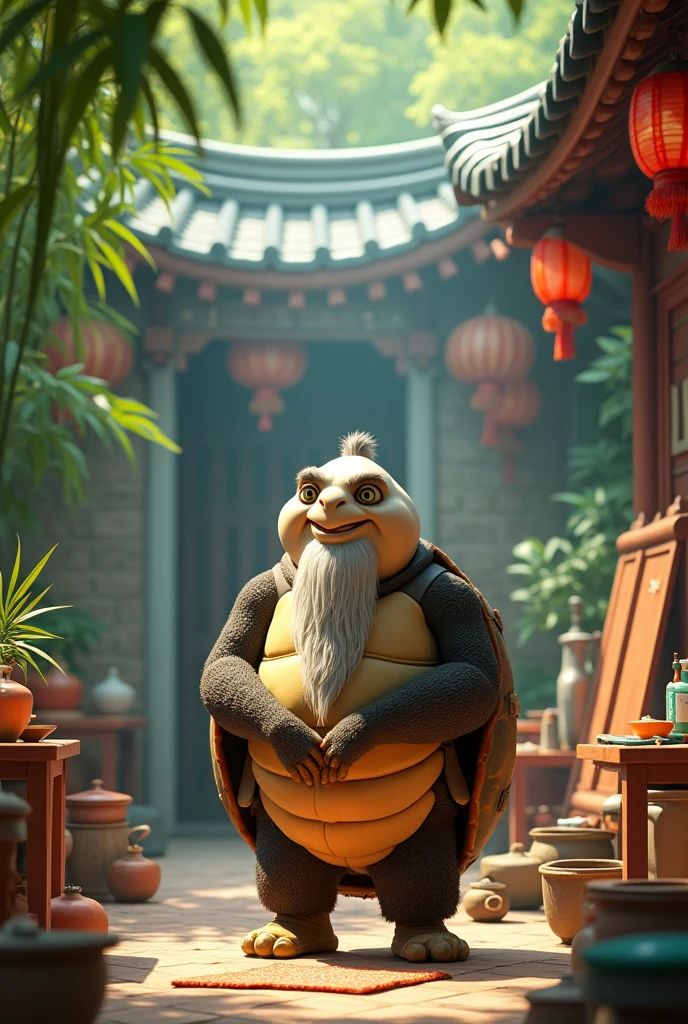 You can create an image that says Master Oogway&#39;s straightening and painting workshop (kunfu panda character) and let the image of that character go