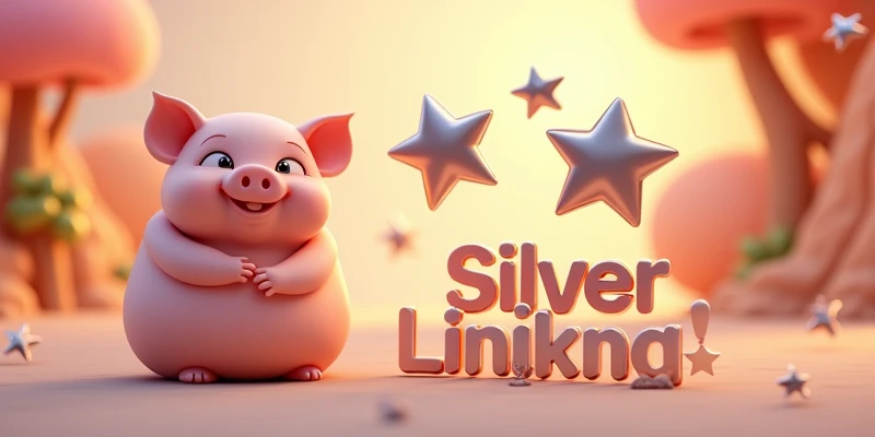 3D Stars with "Silver Lining Project" name below cute, Big text, with cute pig
