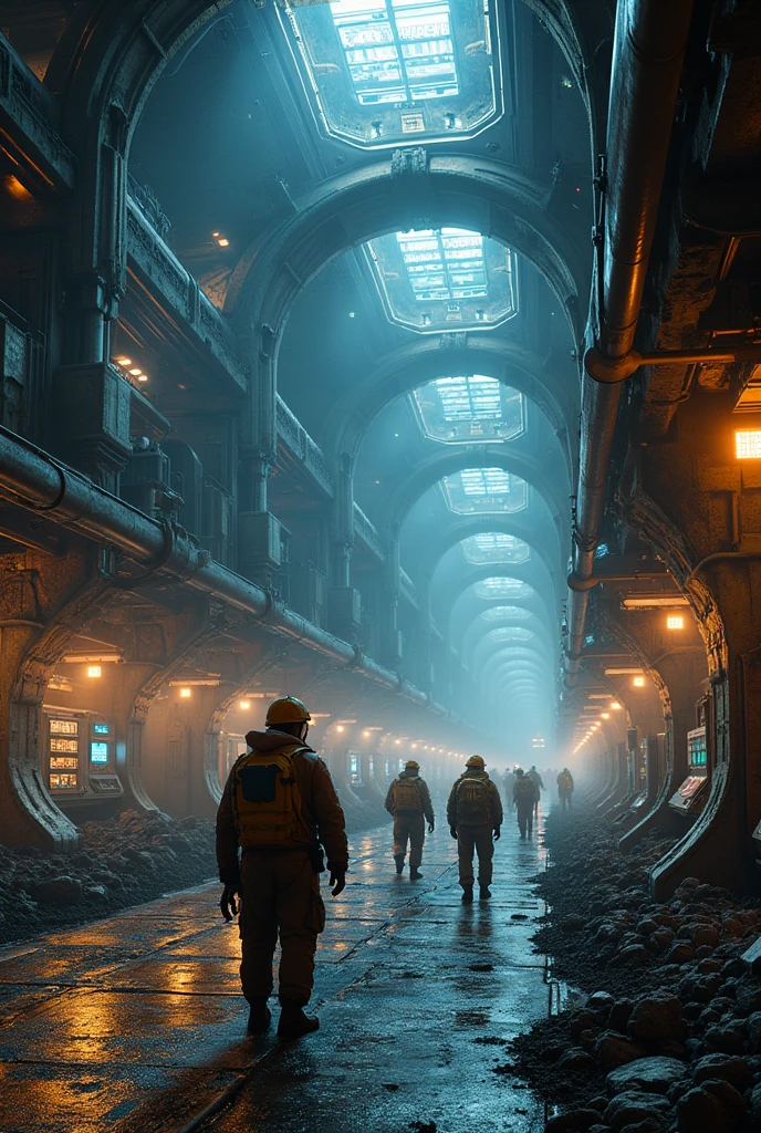 An underground mine with advanced technology 
