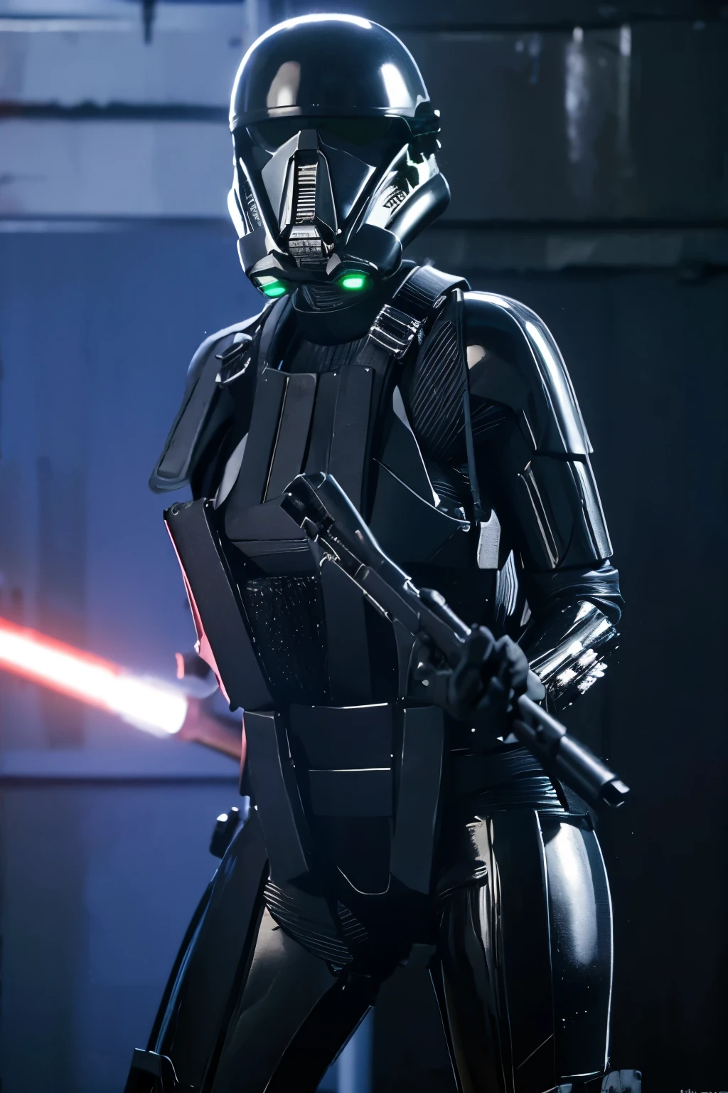 girl, star wars Deathtrooper, big thighs sexy teen, with helmet, doing sexy pose