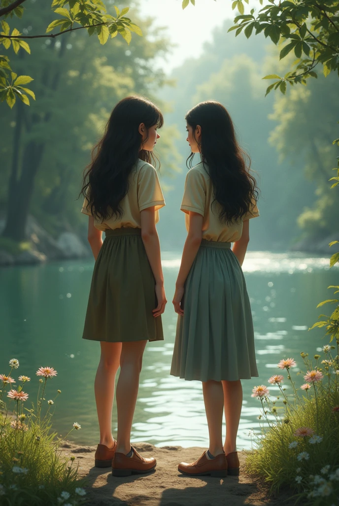 Sisters by the river remembering and seeing how their lives have changed