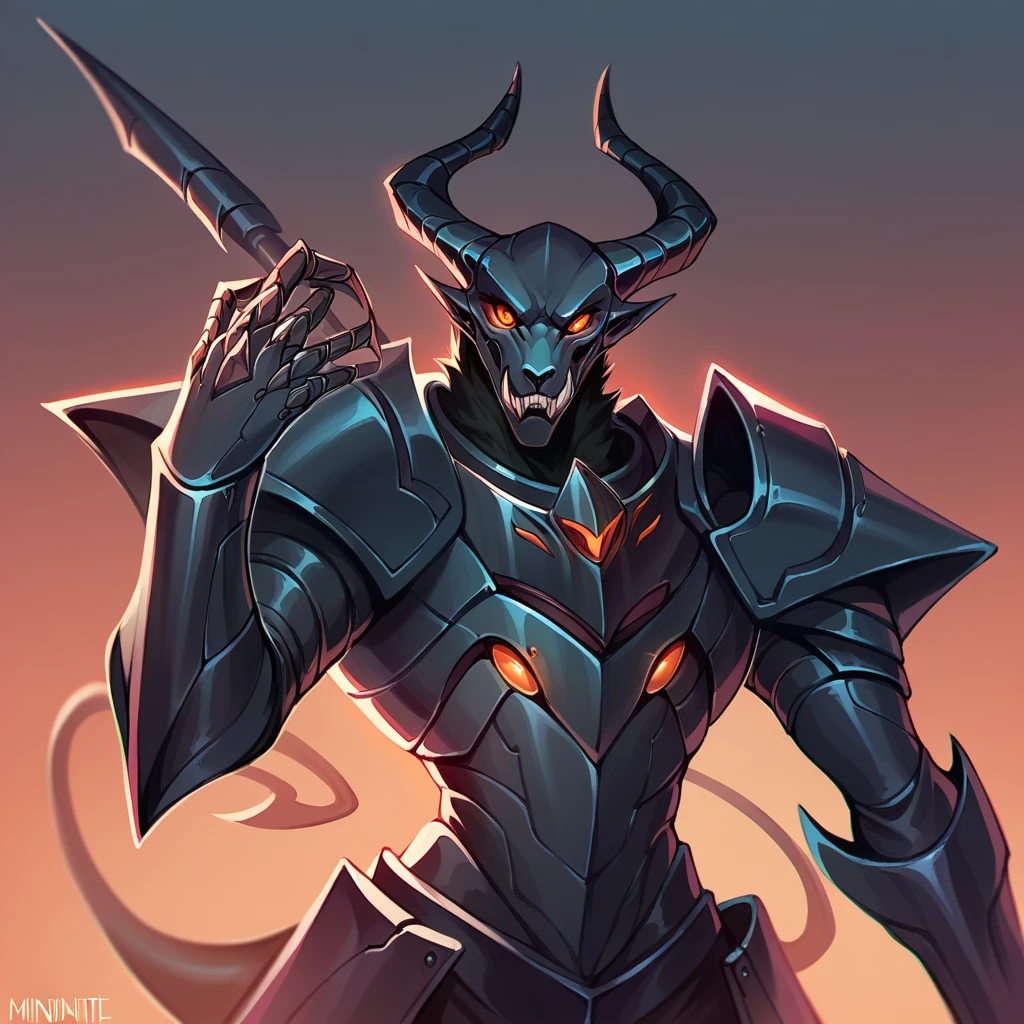 mindmachine, score_9, score_8_up, score_7_up, score_6_up, Evil Mouse, with ebony black fur and medium-orange eyes in demonic armor