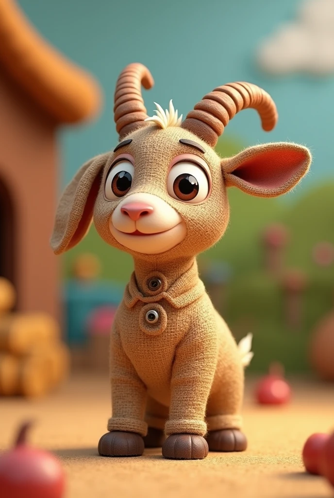 3d character fro a goat for a show. It has to appealing for kids and very cute. the goat is made of burlap