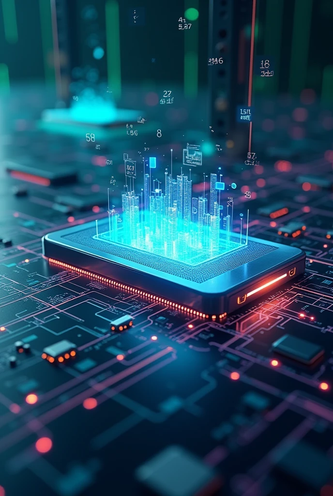 imageio:Show a high-performance virtual computer in action, with stunning graphics and visible processing speed. Think of a futuristic digital environment with numbers and graphs floating in a modern user interface..
