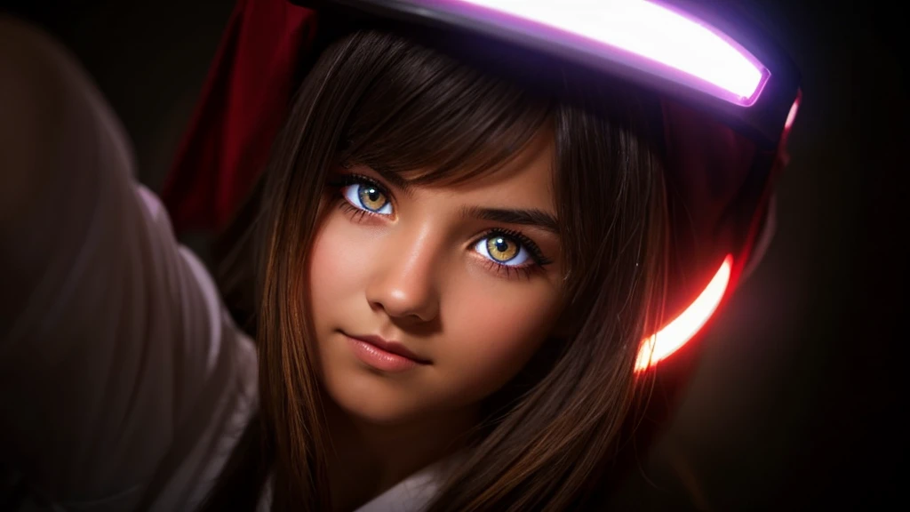 a beautiful girl with glowing eyes