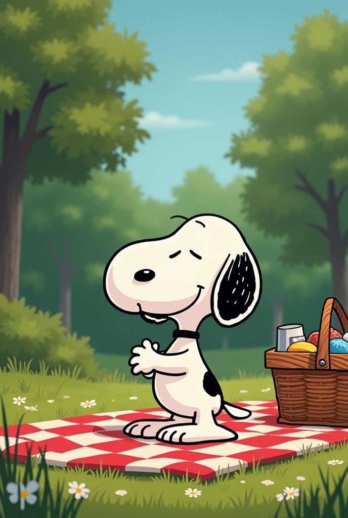Animated snoopy doing a picnic