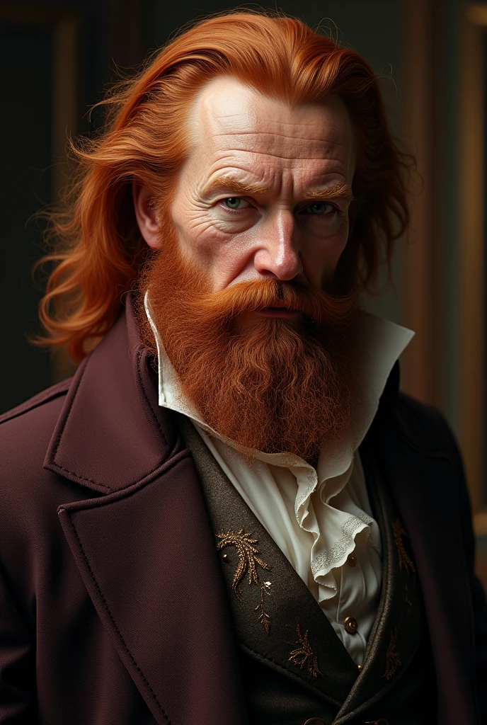 Man in bearded suit and long red hair 19th century
