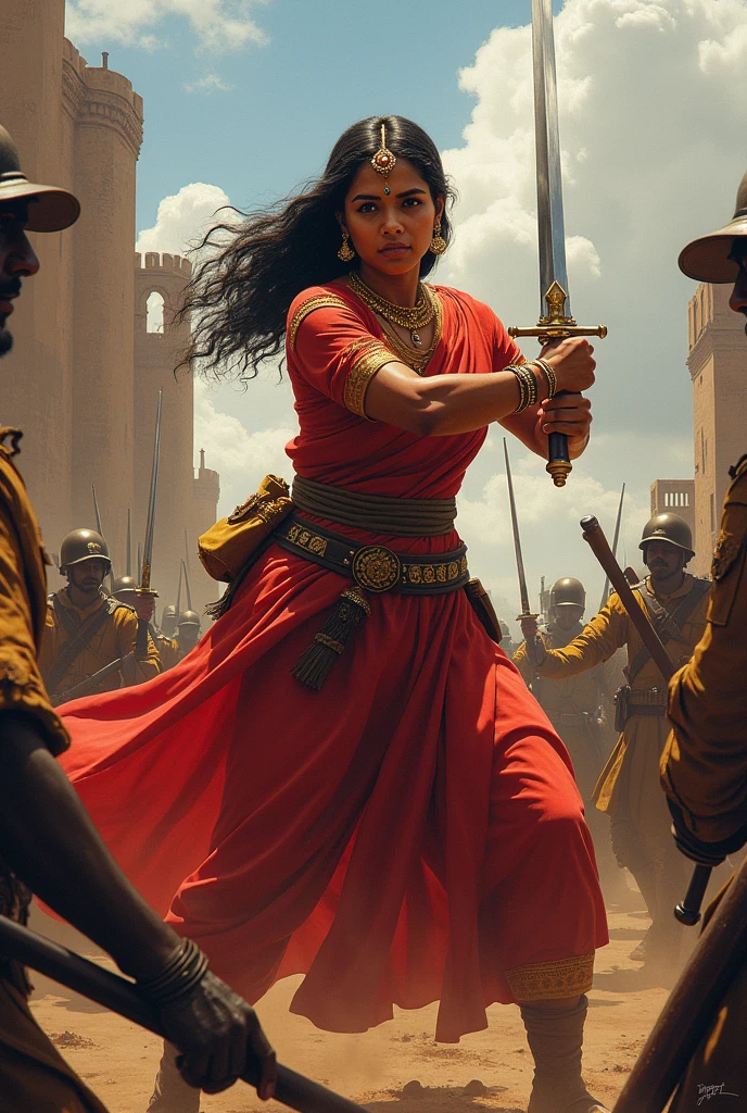Kittur rani chennamma fight with sword against Britishers