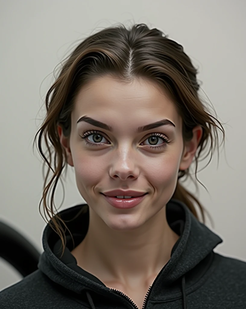 The highest image quality, High quality, 8K, (photographrealistic:1.4), (((Beauty 1 person))), Beautiful expression, Eyes and faces with detailed, (muscular body:1.2), (Sportswear:1.3), (Woman exercising in gym), Smiling, (Beautiful lighting:1.3)), Super Detail, high detailing, High quality, High resolution, muscular build, (((large udder:1.3))), (((Very short hair))), (((Beautuful Women))), Wearing leggings, (((Sports Bra))), (((Showing armpits))), cleavage, (((Vertical navel:1.5)), (((Head to knee photo))), (((Standing Pose))), Depth of field f/1.8, (((looking in camera))), Sharp Focus, (((The shape of the vulva stands out through the leggings))),