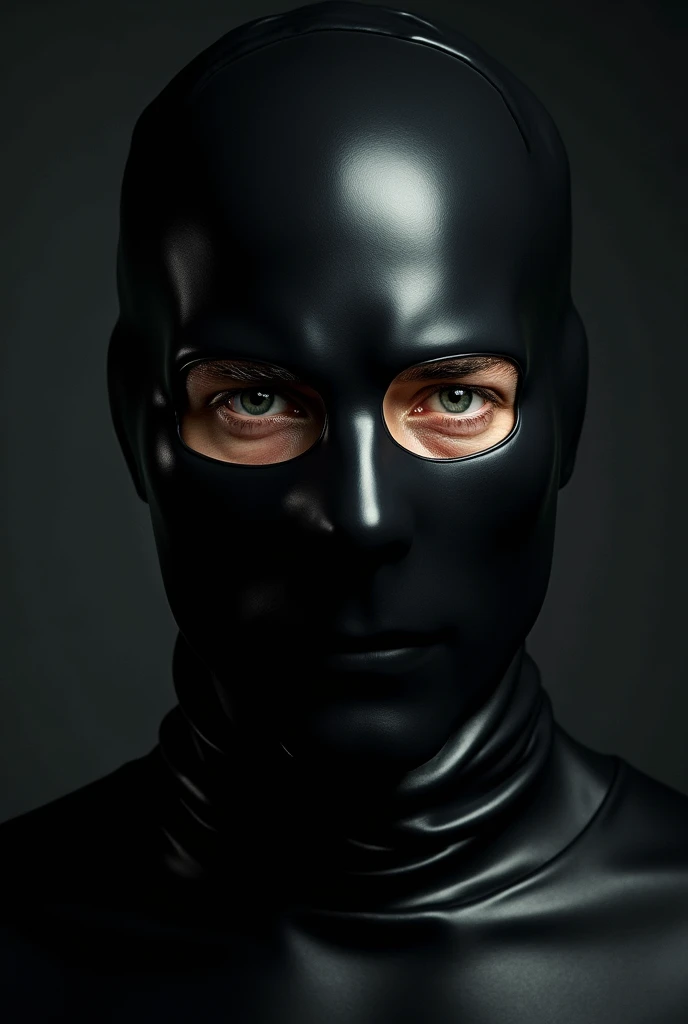 Closeup man in latex mask