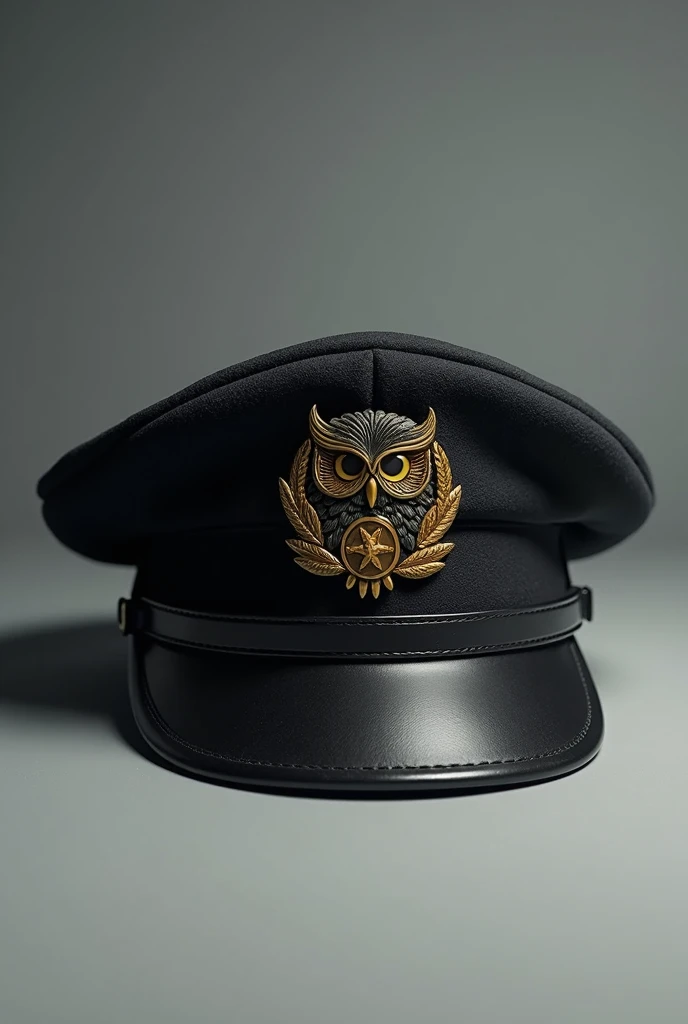 Black PM military beret with an owl