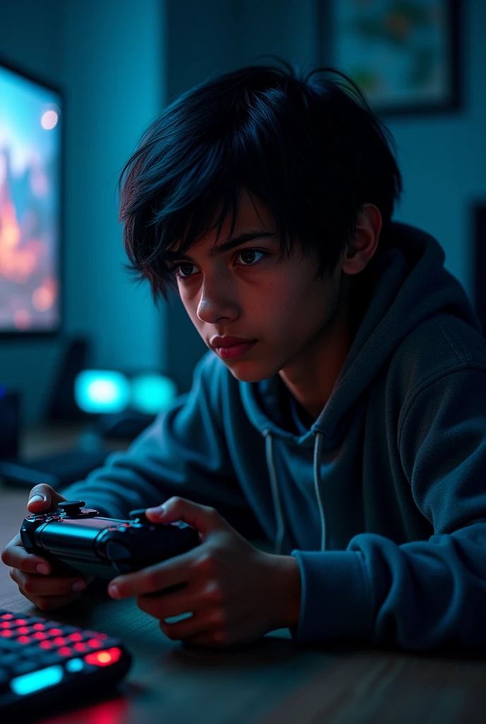 Boy hair black gamer skin Black 